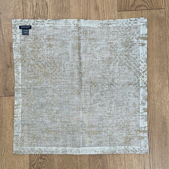 Kim Seybert Set of 2 Napkins Distressed- Natural and Gold - NEW - Picture 6 of 7